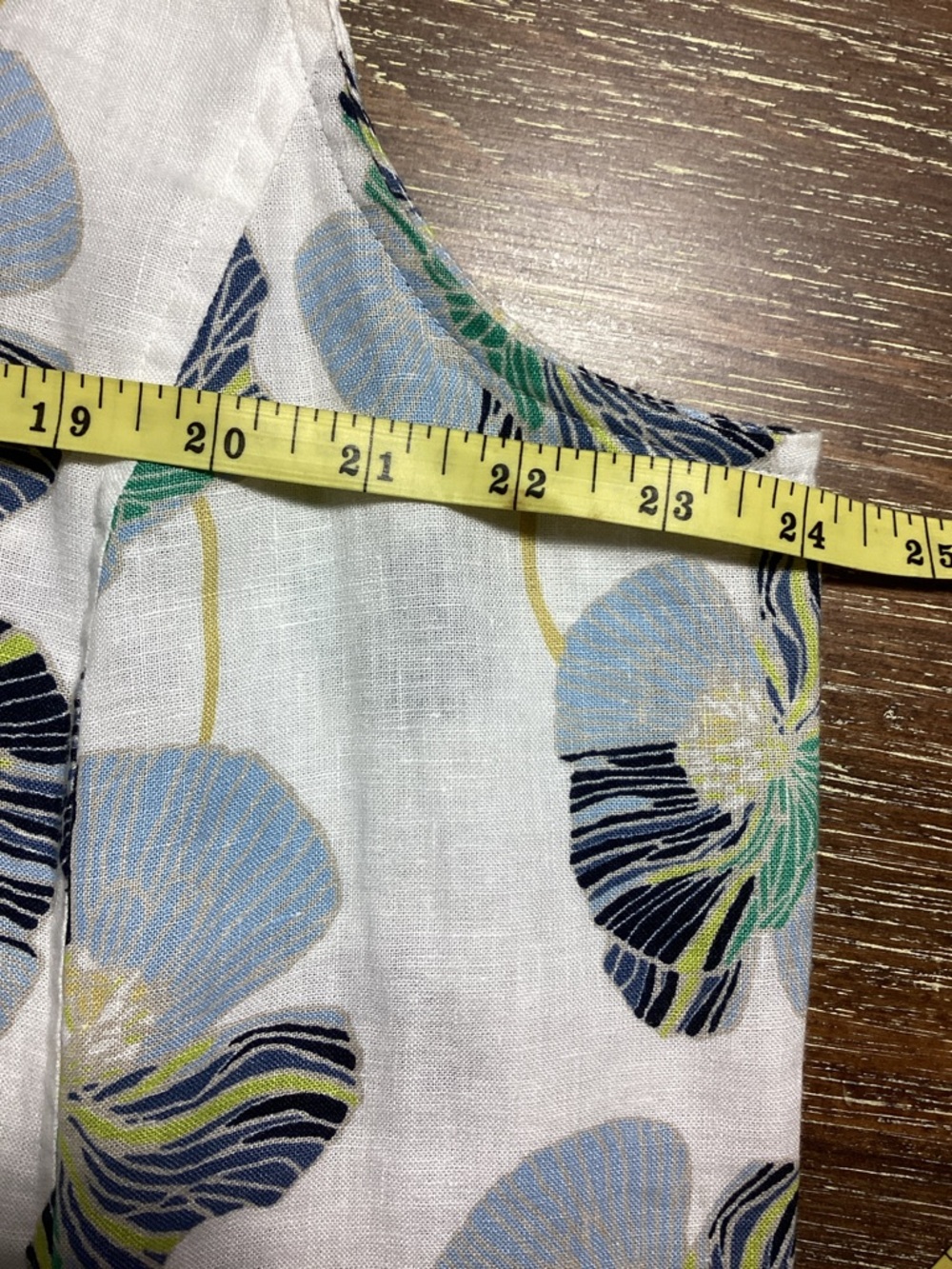 Habitat White Sleeveless Dress Blue, Navy & Lime Floral Pattern Size XL Linen - Picture 6 of 11